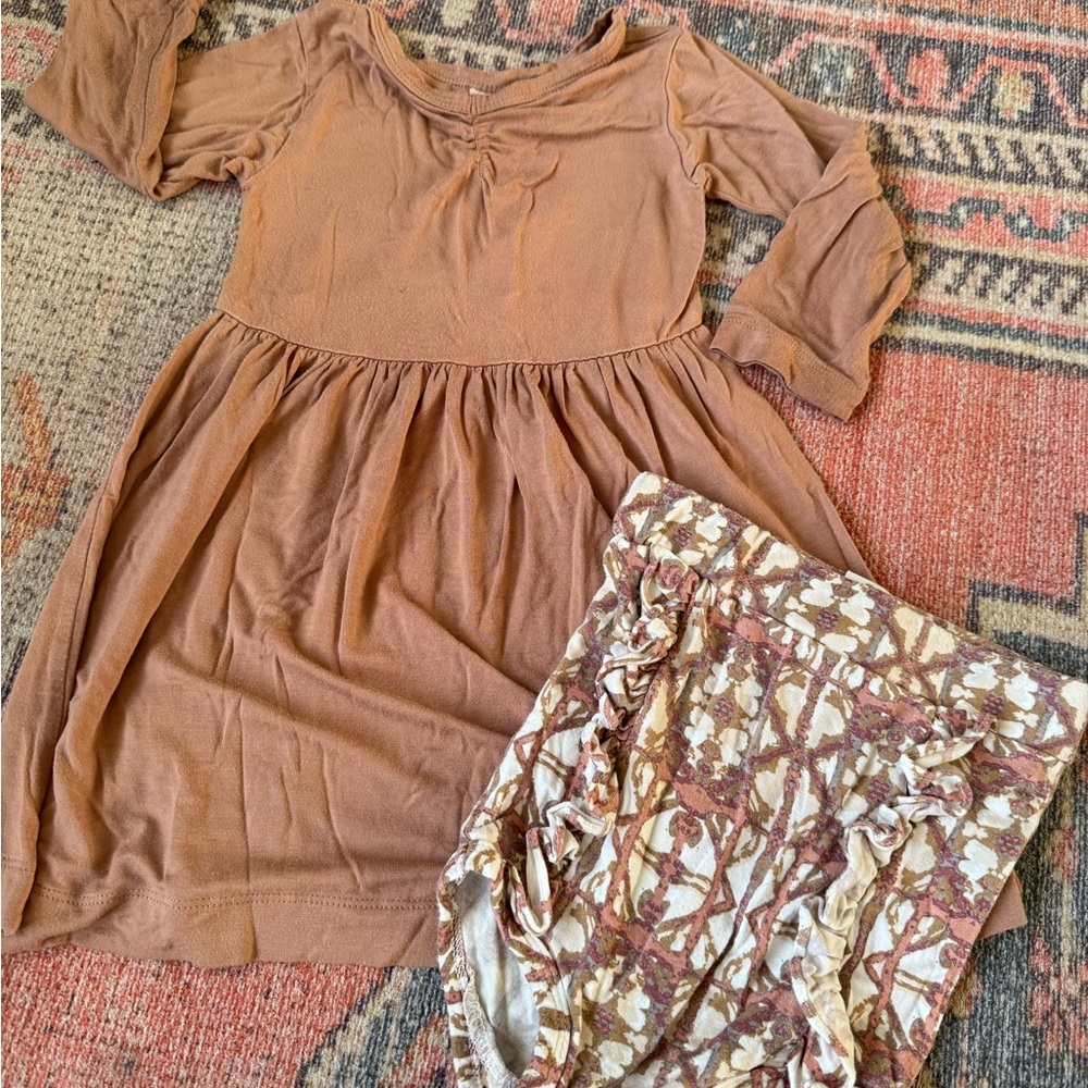 SOLD Kate Quinn Brown Long Sleeve Dress with Floral Bloomers